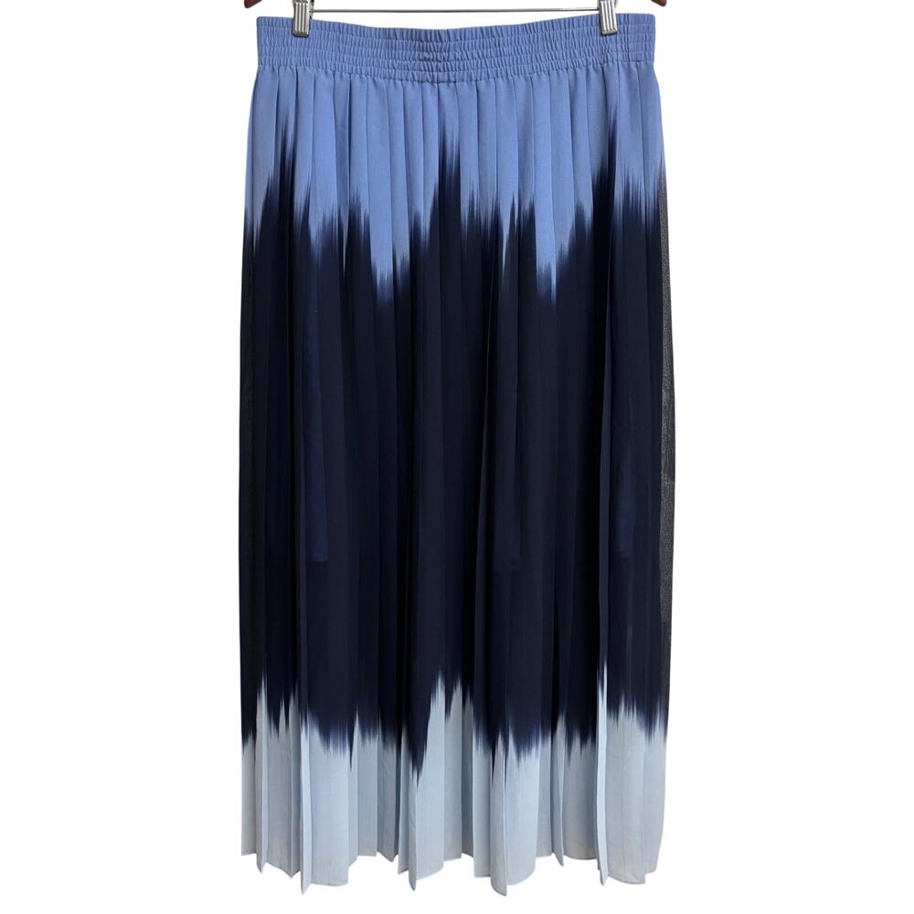 Banana Republic Pleated Maxi Skirt Blue Ombre Elastic Waist Flowy Large New